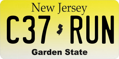 NJ license plate C37RUN