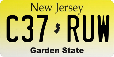 NJ license plate C37RUW
