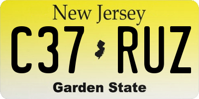 NJ license plate C37RUZ