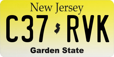 NJ license plate C37RVK