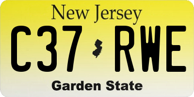 NJ license plate C37RWE