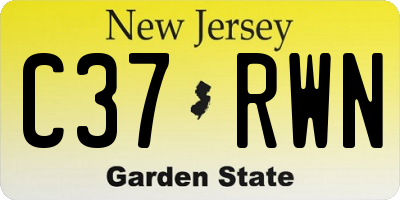 NJ license plate C37RWN