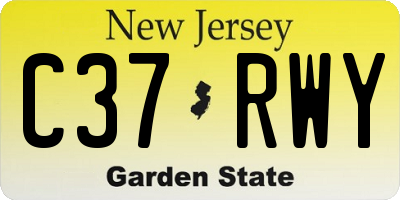 NJ license plate C37RWY