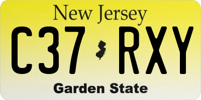 NJ license plate C37RXY