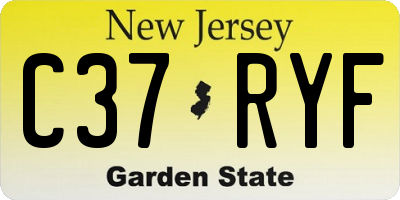 NJ license plate C37RYF