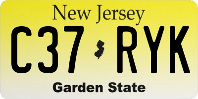 NJ license plate C37RYK