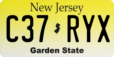 NJ license plate C37RYX
