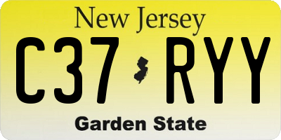 NJ license plate C37RYY