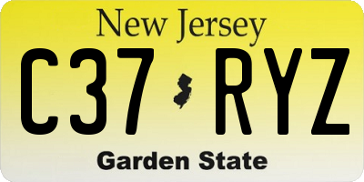 NJ license plate C37RYZ