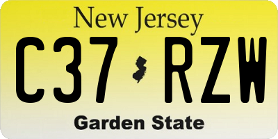 NJ license plate C37RZW
