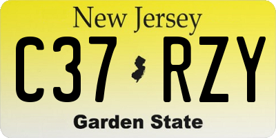 NJ license plate C37RZY