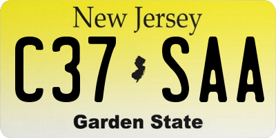 NJ license plate C37SAA