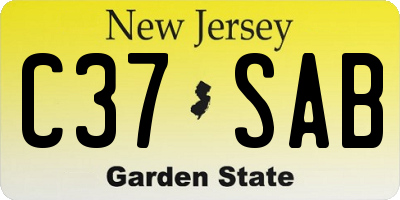 NJ license plate C37SAB