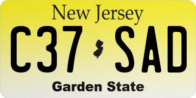 NJ license plate C37SAD