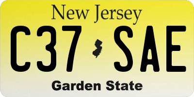 NJ license plate C37SAE