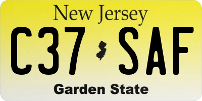 NJ license plate C37SAF