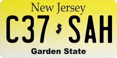 NJ license plate C37SAH