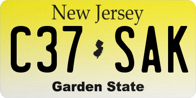 NJ license plate C37SAK