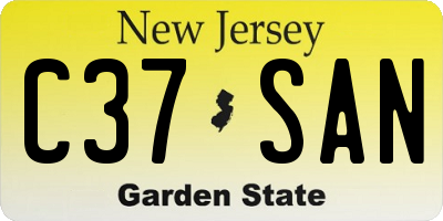 NJ license plate C37SAN