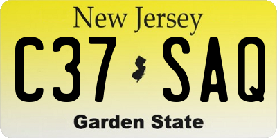NJ license plate C37SAQ