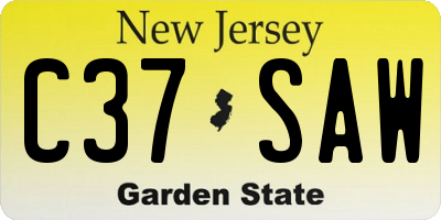 NJ license plate C37SAW