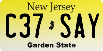 NJ license plate C37SAY