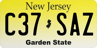 NJ license plate C37SAZ