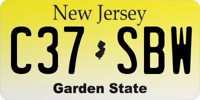 NJ license plate C37SBW