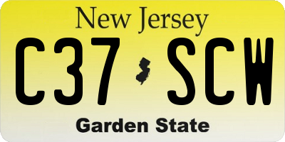 NJ license plate C37SCW