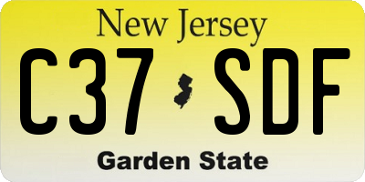 NJ license plate C37SDF
