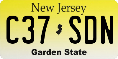 NJ license plate C37SDN