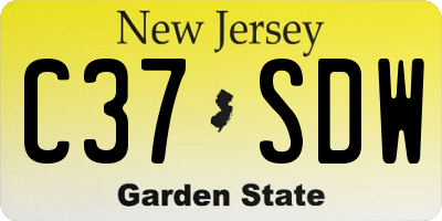 NJ license plate C37SDW