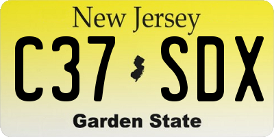 NJ license plate C37SDX