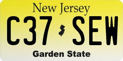 NJ license plate C37SEW