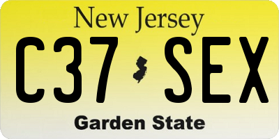 NJ license plate C37SEX