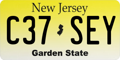 NJ license plate C37SEY
