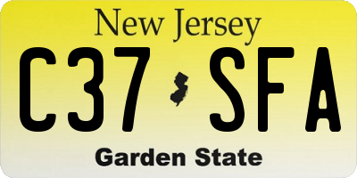 NJ license plate C37SFA