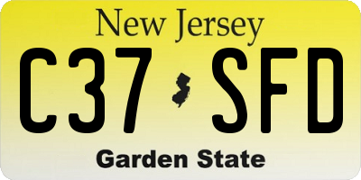 NJ license plate C37SFD