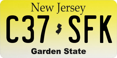 NJ license plate C37SFK