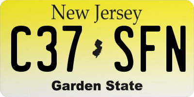 NJ license plate C37SFN