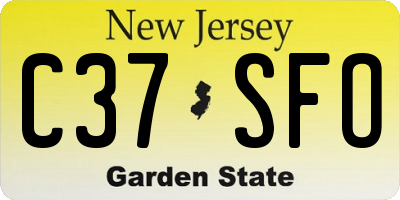 NJ license plate C37SFO