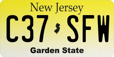 NJ license plate C37SFW