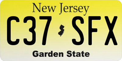 NJ license plate C37SFX