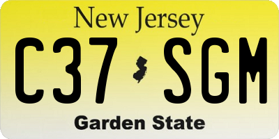 NJ license plate C37SGM