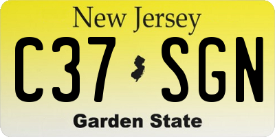 NJ license plate C37SGN