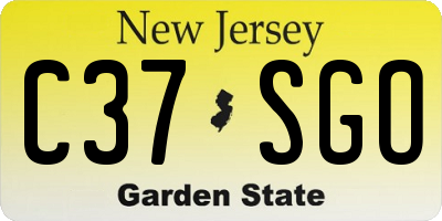 NJ license plate C37SGO