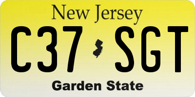 NJ license plate C37SGT