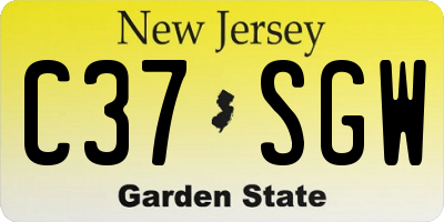 NJ license plate C37SGW