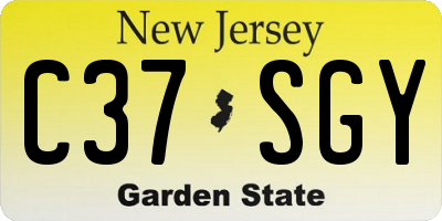 NJ license plate C37SGY