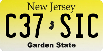NJ license plate C37SIC